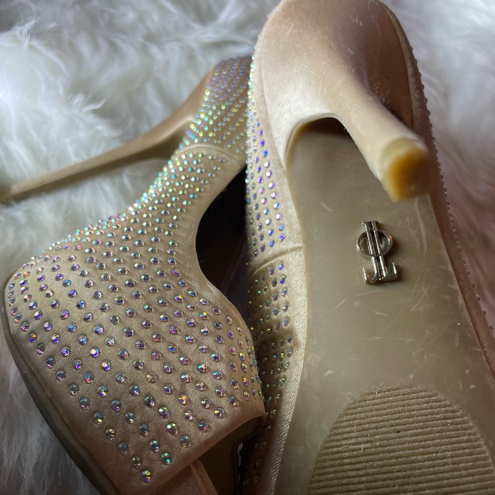 JLO Nude Rhinestone Heels - Picture 6 of 6